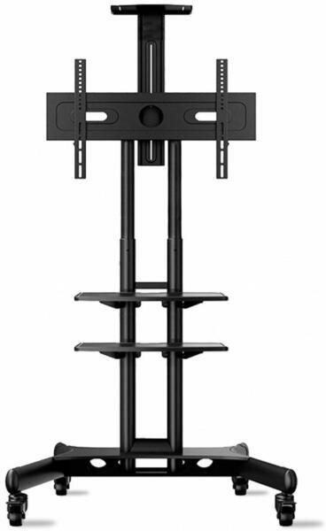 Мобильная стойка ONKRON TS1552 на 1 ТВ/ 32-65 от 200х200 до 400х600 регулировка полок по высоте колесики с блокировкой черная
