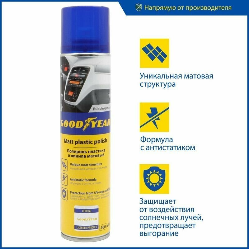 Полироль пластика матовый buble gum Goodyear, 400 мл