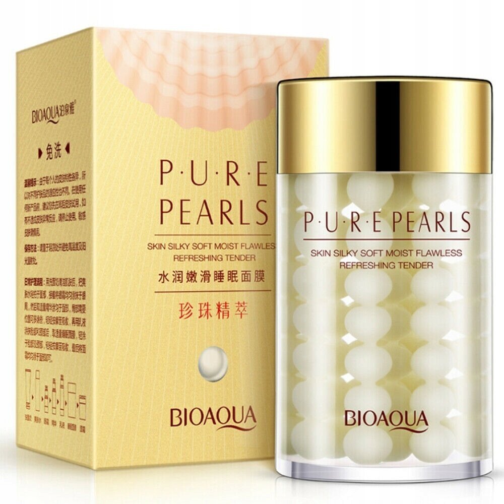 BioAqua Pure pearls ночная питательная маска с жемчугом и коллагеном, 120 г, 120 мл