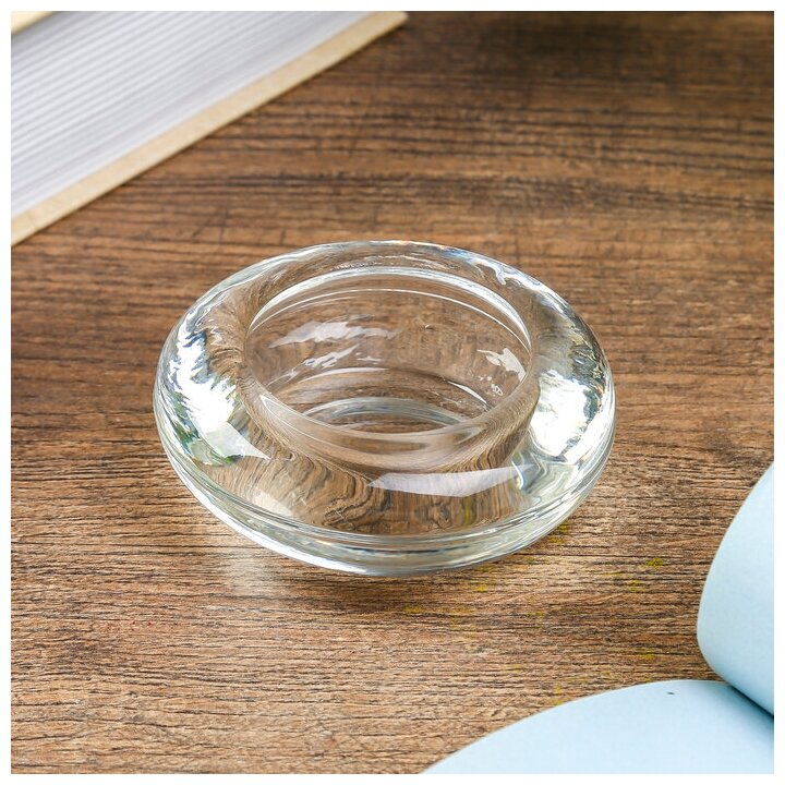 Подсвечник стекло на 1 свечу "Круг" прозрачный 2,5х6,5х6,5 см