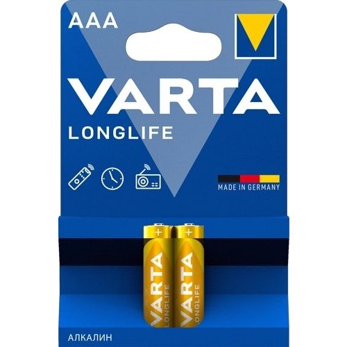 Батарея Varta Longlife, AAA (LR03), 1.5V, 2 шт