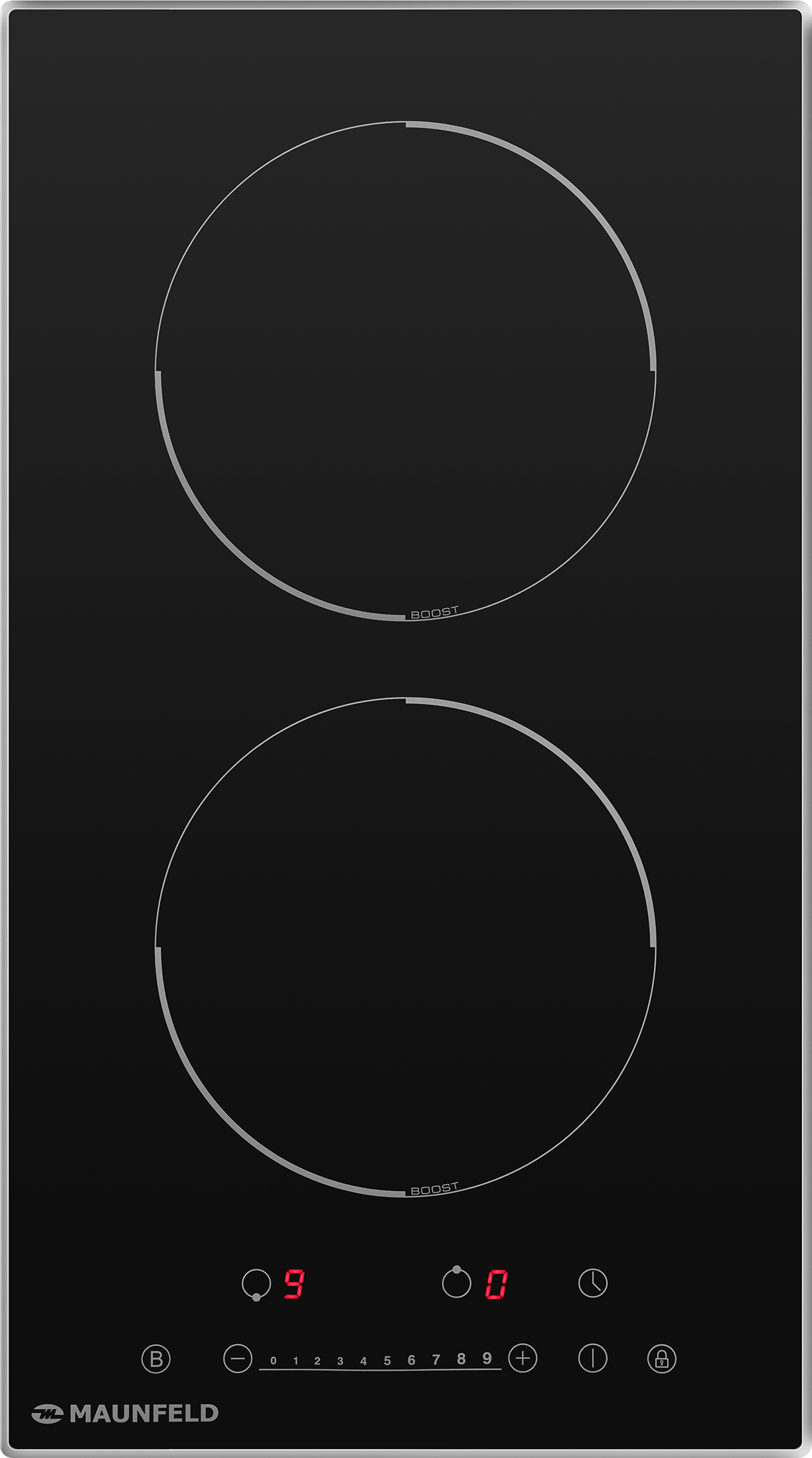 Индукционная варочная панель MAUNFELD EVSI292BK, с рамкой, цвет панели черный, цвет рамки серебристый