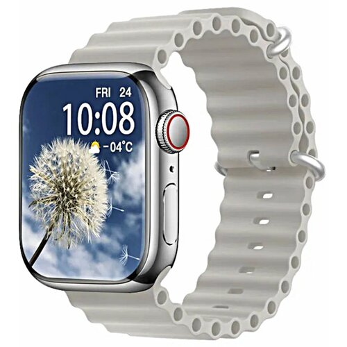 Умные часы HW9 PRO MAX Smart Watch AMOLED 22 iOS Android 3 Ремешка Голосовой помощник Bluetooth серый 2300₽