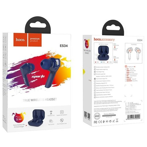 Наушники беспроводные Hoco TWS ES34 синий 181200₽
