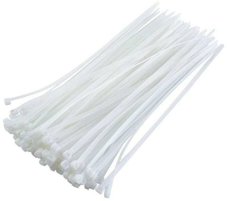 фото Стяжка 4х200 мм , белый , 100 шт кабельная ( хомут ) пластиковая / нейлоновая "LIT"