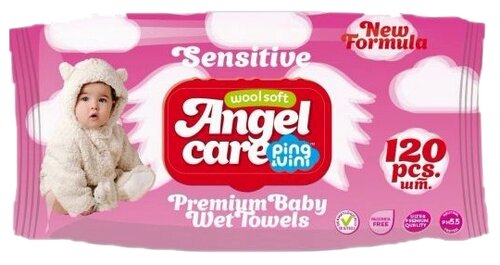 Влажные салфетки Ping&Vini Angel Care Woolsoft Premium Baby, пластиковая крышка, 120 шт., 1 уп.