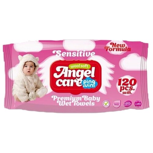 Влажные салфетки Ping&Vini Angel Care Woolsoft Premium Baby, пластиковая крышка, 120 шт., 1 уп. салфетки влажные biocos с экстрактом ромашки детские 60 шт