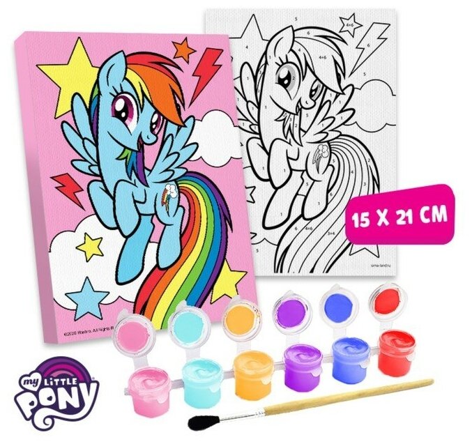 Hasbro Картина по номерам, 21 х 15 см "Радуга Дэш", My Little Pony