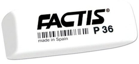 Ластик FACTIS P 36 (Испания), 56х20х9 мм, белый, прямоугольный, скошенные края, CPFP36B