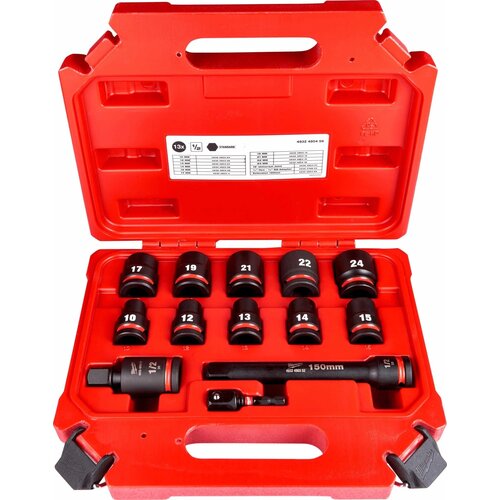 Набор ударных головок Milwaukee Shockwave IMPACT DUTY SETS II 1/2, 13 штук, 4932480456 головка ударная amt is 1 2 под гайку 17