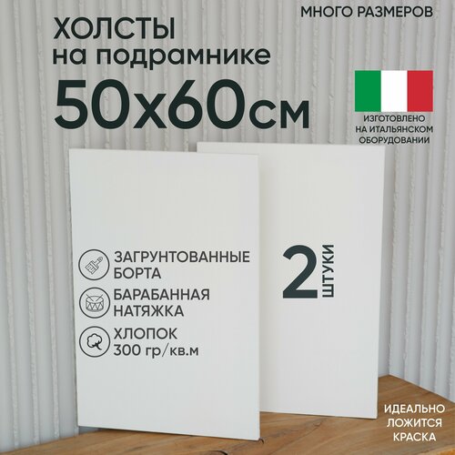 Холст на подрамнике, 2 шт, размер 50 х 60 см, Артель художников, хлопок 300 г/м2, грунтованный