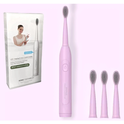 Электрическая зубная щетка VITTOVAR с 4 сменными насадками Sonic TOOTHBRUSH розовый 68000₽