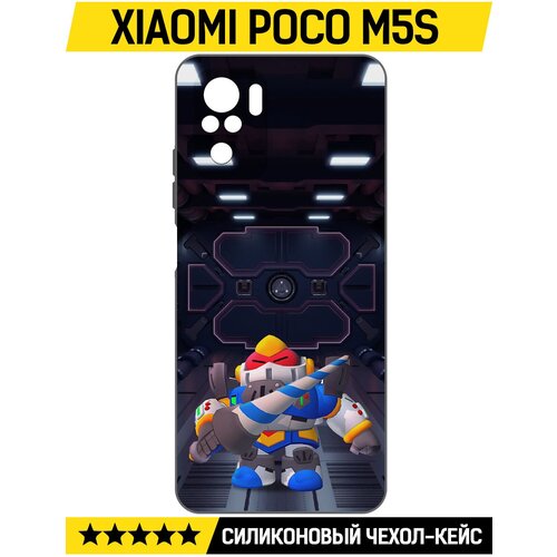 Чехол-накладка Krutoff Soft Case Brawl Stars - Паладин Вольт-Меха для Xiaomi Poco M5s черный чехол накладка krutoff soft case brawl stars паладин вольт меха для xiaomi 13 lite черный