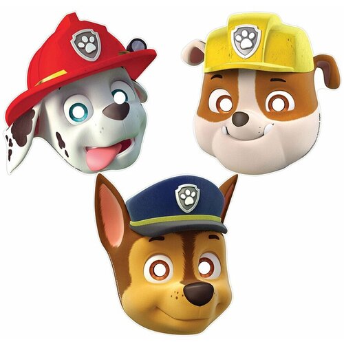 Карнавальные маски Щенячий Патруль бумажные, набор 8 шт. щенячий патруль 16605 машинка спасателя 1 пожарная маршала
