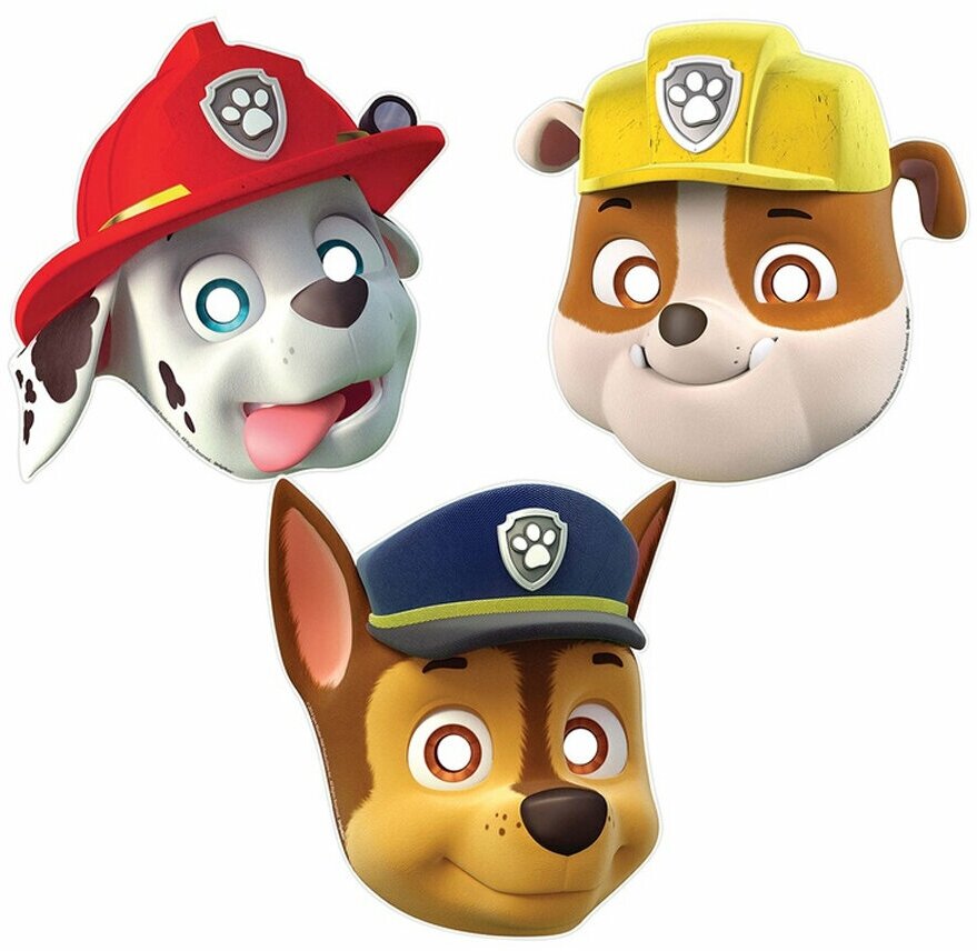 фото Карнавальные маски Щенячий Патруль бумажные, набор 8 шт.