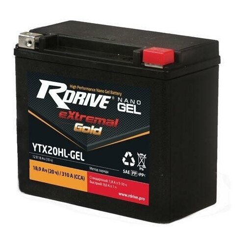 Аккумулятор RDrive EXtremal Gold NANO GEL 18Ач обратная полярность YTX20HL-GEL