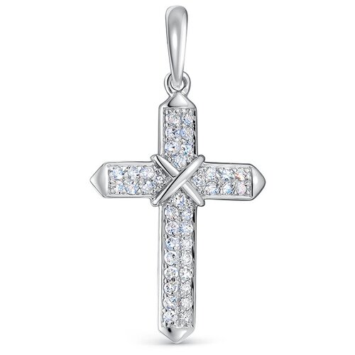 фото Декоративный крест с 38 бриллиантами 0.19 карат из белого золота 116709 vesna jewelry