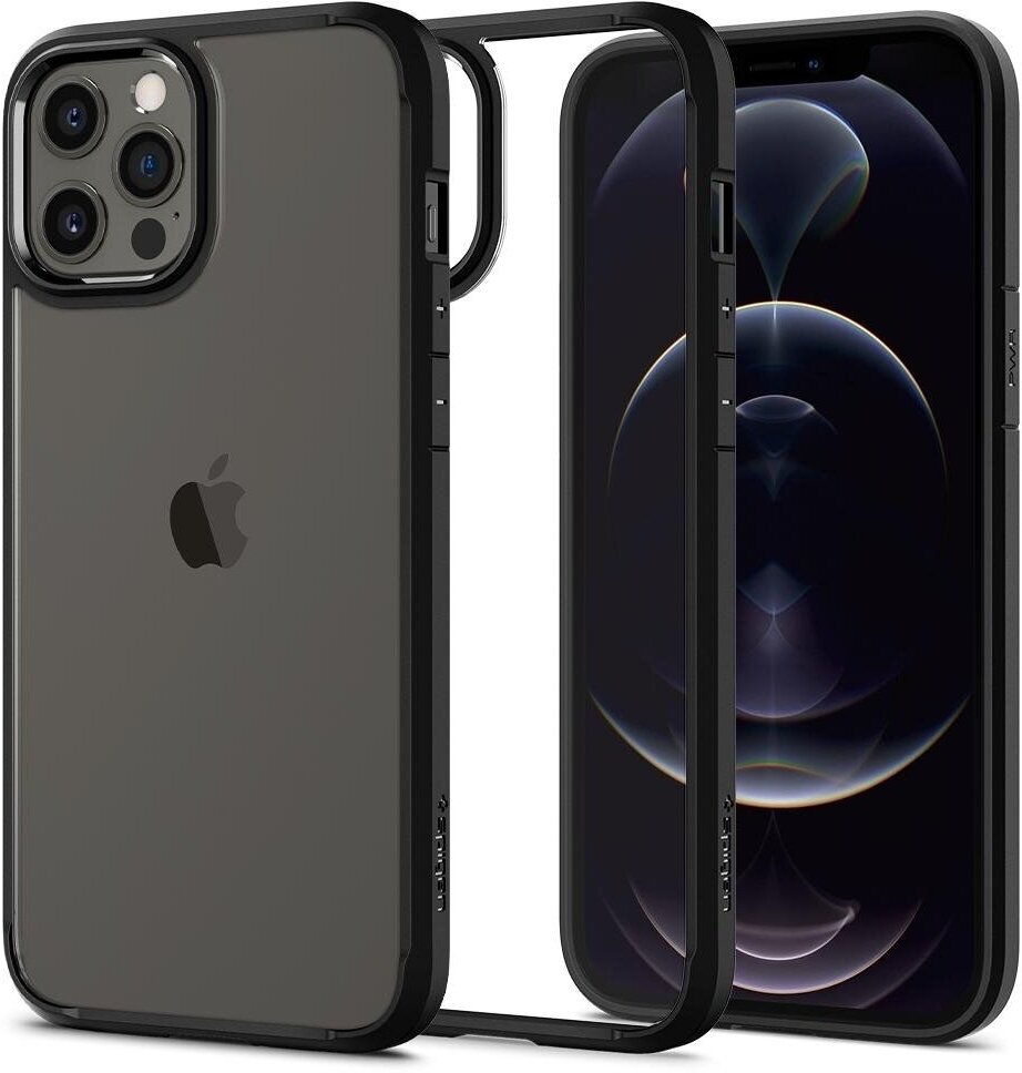 Чехол Spigen на Apple iPhone 12/12 Pro (ACS01703) Ultra Hybrid / Спиген чехол для Айфон 12 накладка, противоударный, с защитой камеры, черный