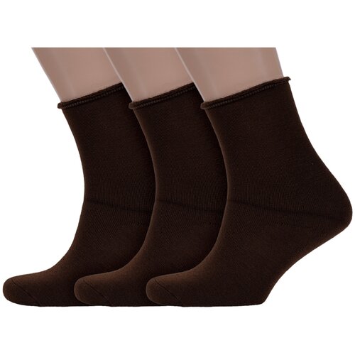 фото Комплект из 3 пар мужских махровых носков без резинки хох коричневые, размер 25 (39-41)