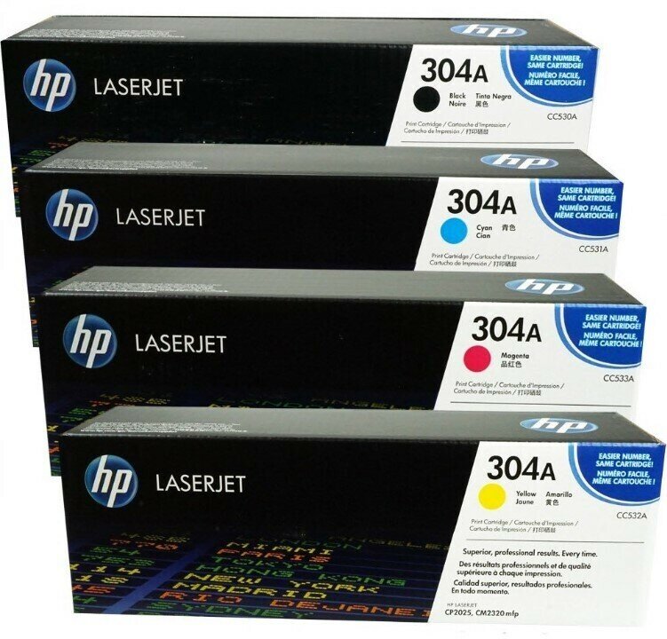 Картридж HP 304A комплект 4 оригинальных CC530A + CC531A + CC532A + CC533A для HP Color LJ CP2025 CM2320