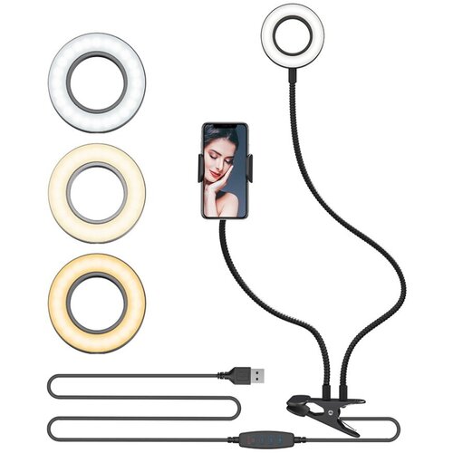 Кольцо для селфи с зажимом и гибким держателем BlitzWolf BW-SL6 Clip Fill Ring Light with Phone Holder Black 1863₽