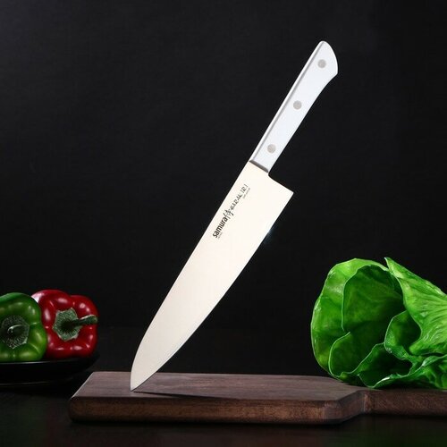SAMURA Нож кухонный Samura HARAKIRI, шеф, лезвие 20,8 см, белая рукоять