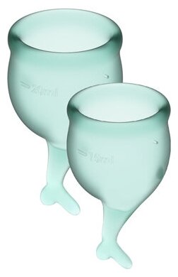 52870 Satisfyer Feel Secure Menstrual Cup, темно-зеленый. Набор менструальных чаш, 15 и 20 мл