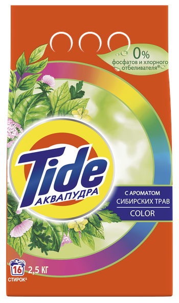Стиральный порошок Tide Сибирские Травы Color, для цветного, 17 стирок, 2,5 кг (81764375)