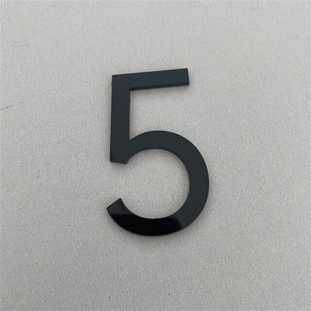 Цифра на дверь "5" глянцевая, черный - фотография № 1