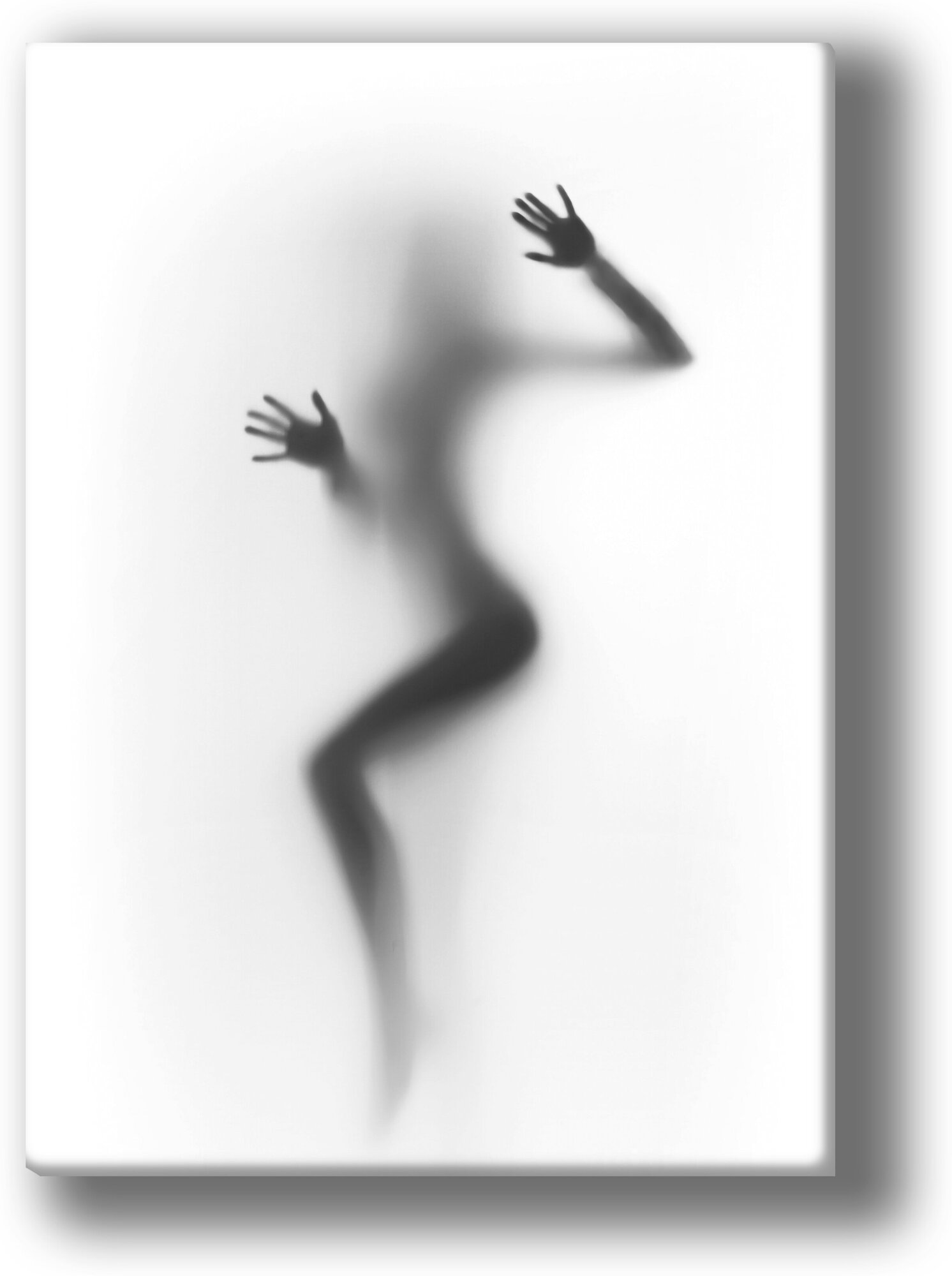 Картина для интерьера, на холсте "Силуэт девушки за стеклом" чёрно-белый 28х40, холст без подрамника