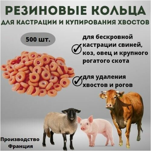 Резиновые кольца для кастрации и купирования хвостов, 500 шт.