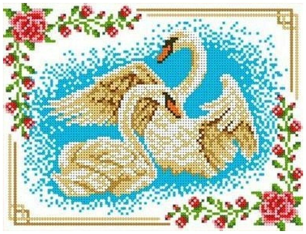 Рисунок на ткани Каролинка "Лебеди", 19x25 см