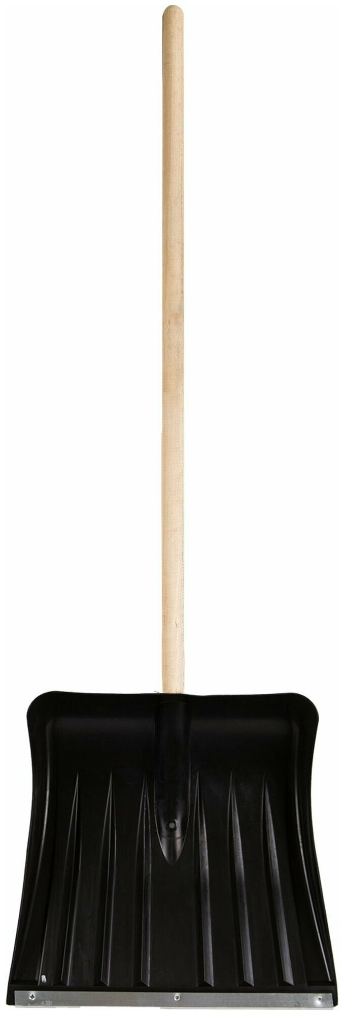 Лопата для уборки снега 35x35 см пластик деревянный черенок - фотография № 3