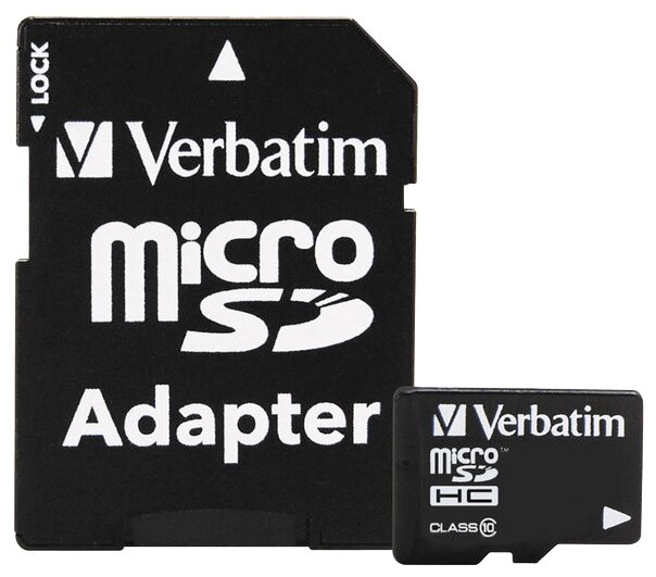 Verbatim Карта памяти Verbatim microSDHC Class 10 + SD adapter