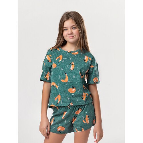 Пижама HappyFox, размер 158, зеленый