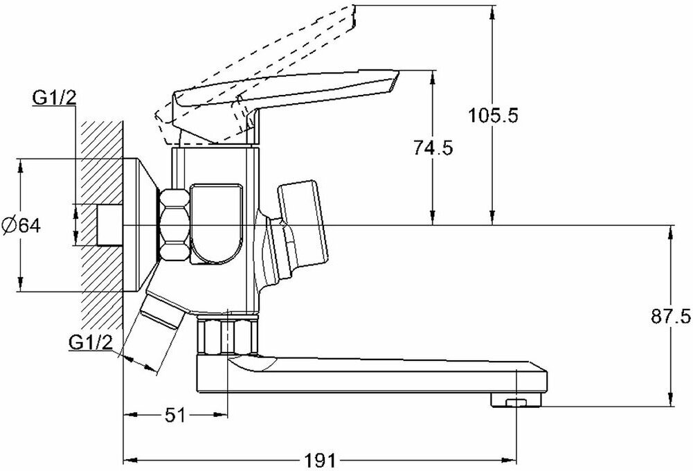 Смеситель для ванны 35к Glauf LOF3-A033 - фотография № 6