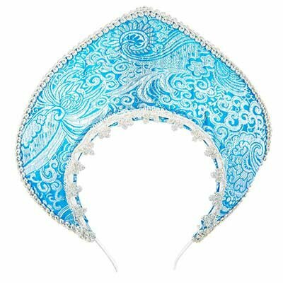 Карнавальный ободок КНР Кокошник Узоры голубой