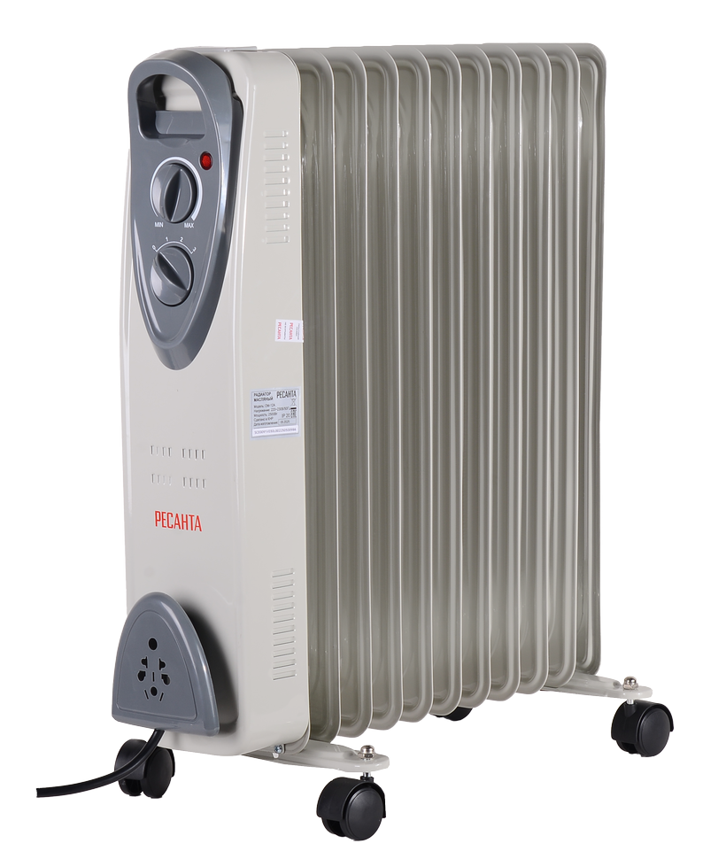 Масляный радиатор Ресанта ОМ-12А (25 кВт) 2500 Вт 11 секций термостат