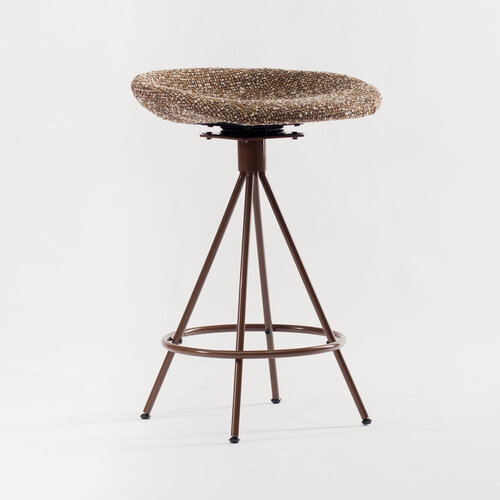 Изображение товара Стул полубарный Кобе вращающийся коричневая ткань ножки металл (коричневый) для дома/для гостиной/для столовой/для кафе/кухонный стул/стул кухонный