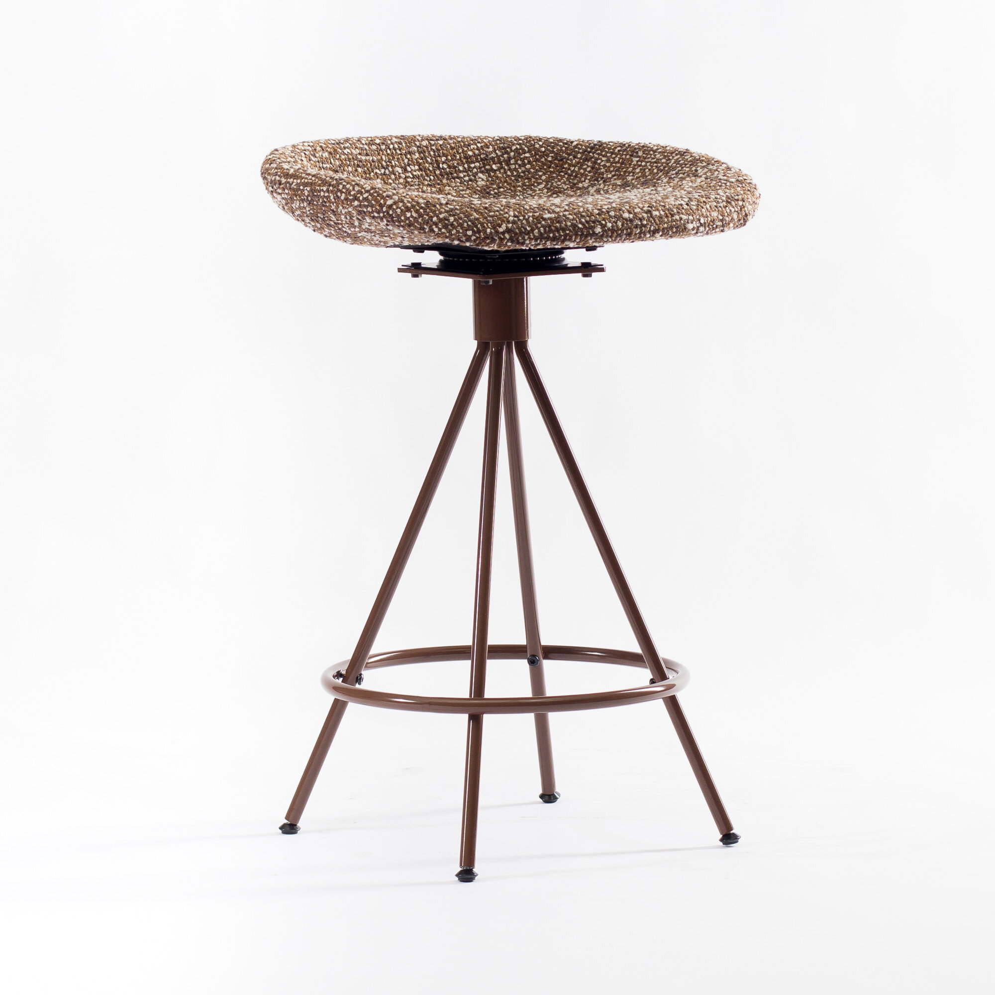 Стул полубарный Кобе вращающийся коричневая ткань ножки металл (коричневый) для дома/для гостиной/для столовой/для кафе/кухонный стул/стул кухонный