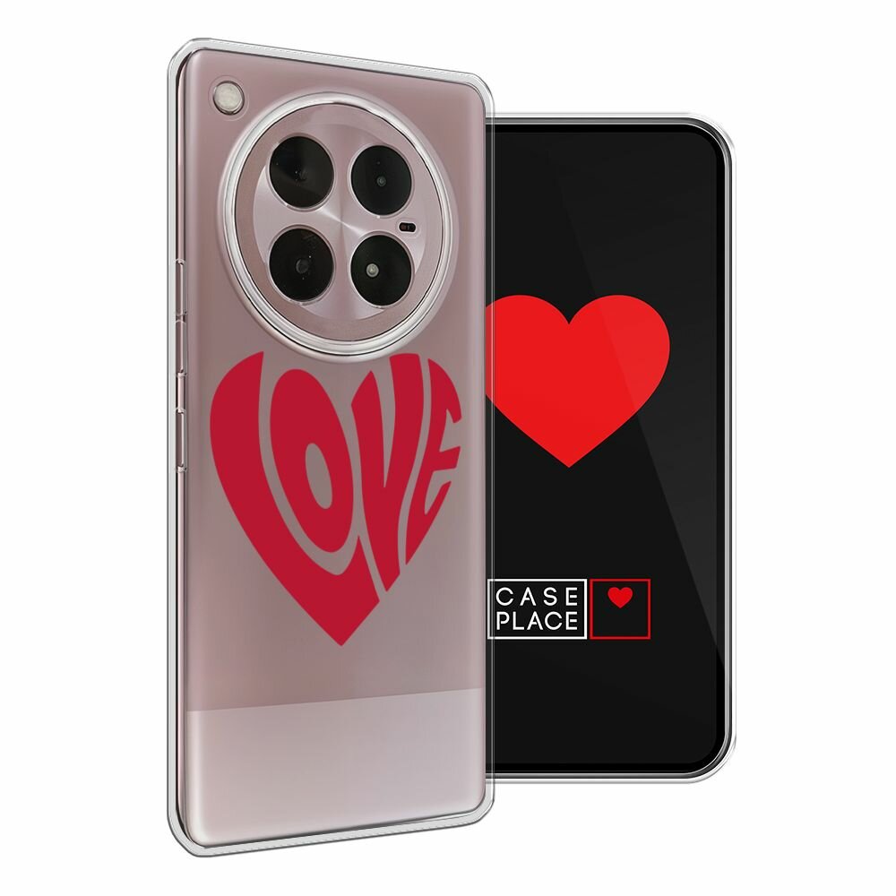 Чехол на Infinix Zero 40 4G / Инфиникс Зеро 40 4G с принтом "Love heart 2 - 14 февраля", прозрачный — фото 1