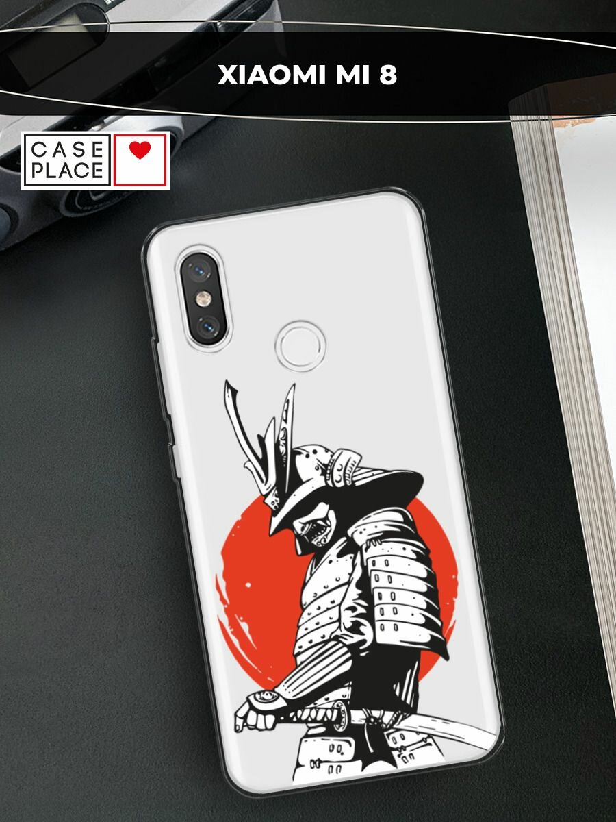Чехол на Xiaomi Mi 8 / Сяоми Ми 8 с принтом "Самурай с катаной", прозрачный
