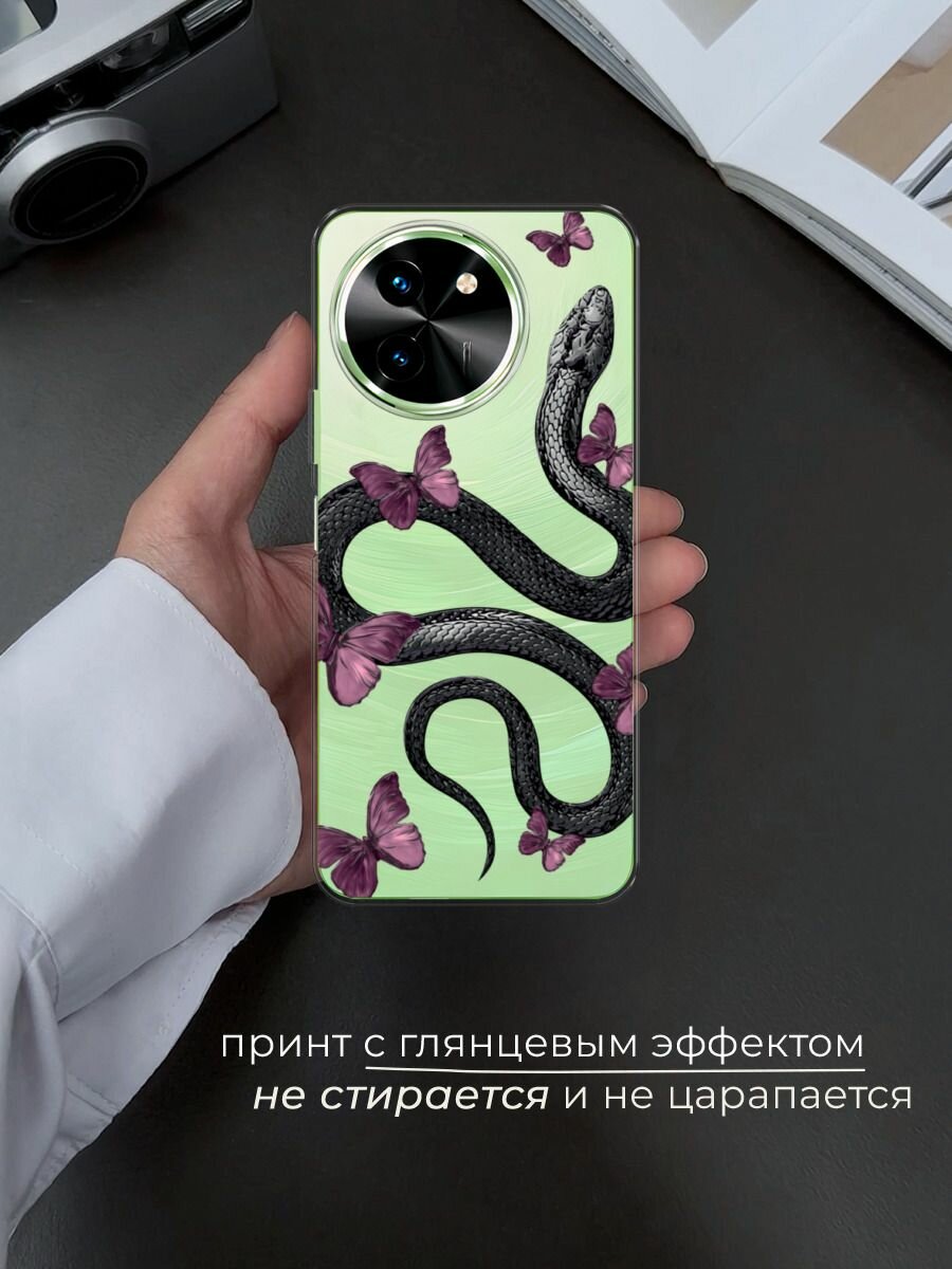 Чехол на Vivo T3x/Y38 5G / Виво Т3х/Y38 5G с принтом "Snake and butterflies 2" — фото 1
