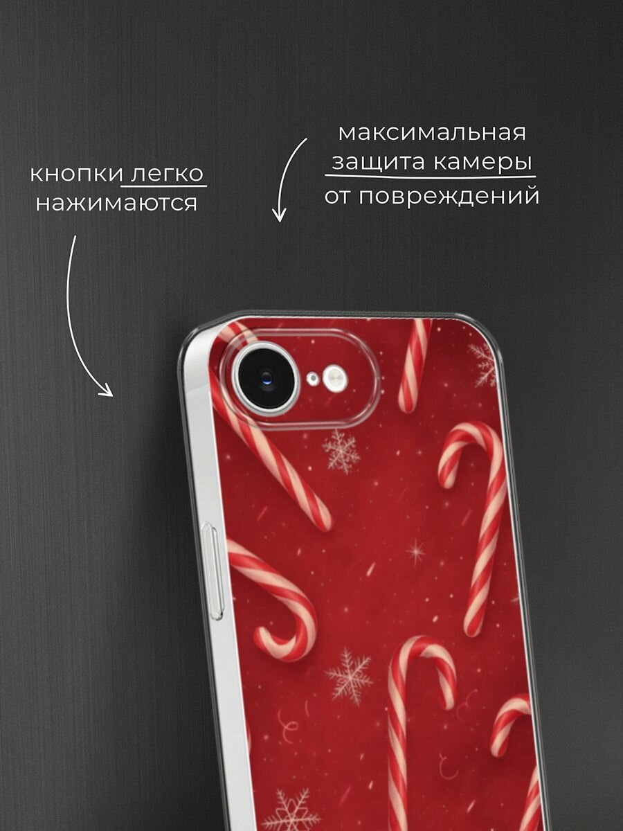 Чехол на Apple iPhone 16e / Айфон 16е с принтом "Зимний леденец" — фото 1