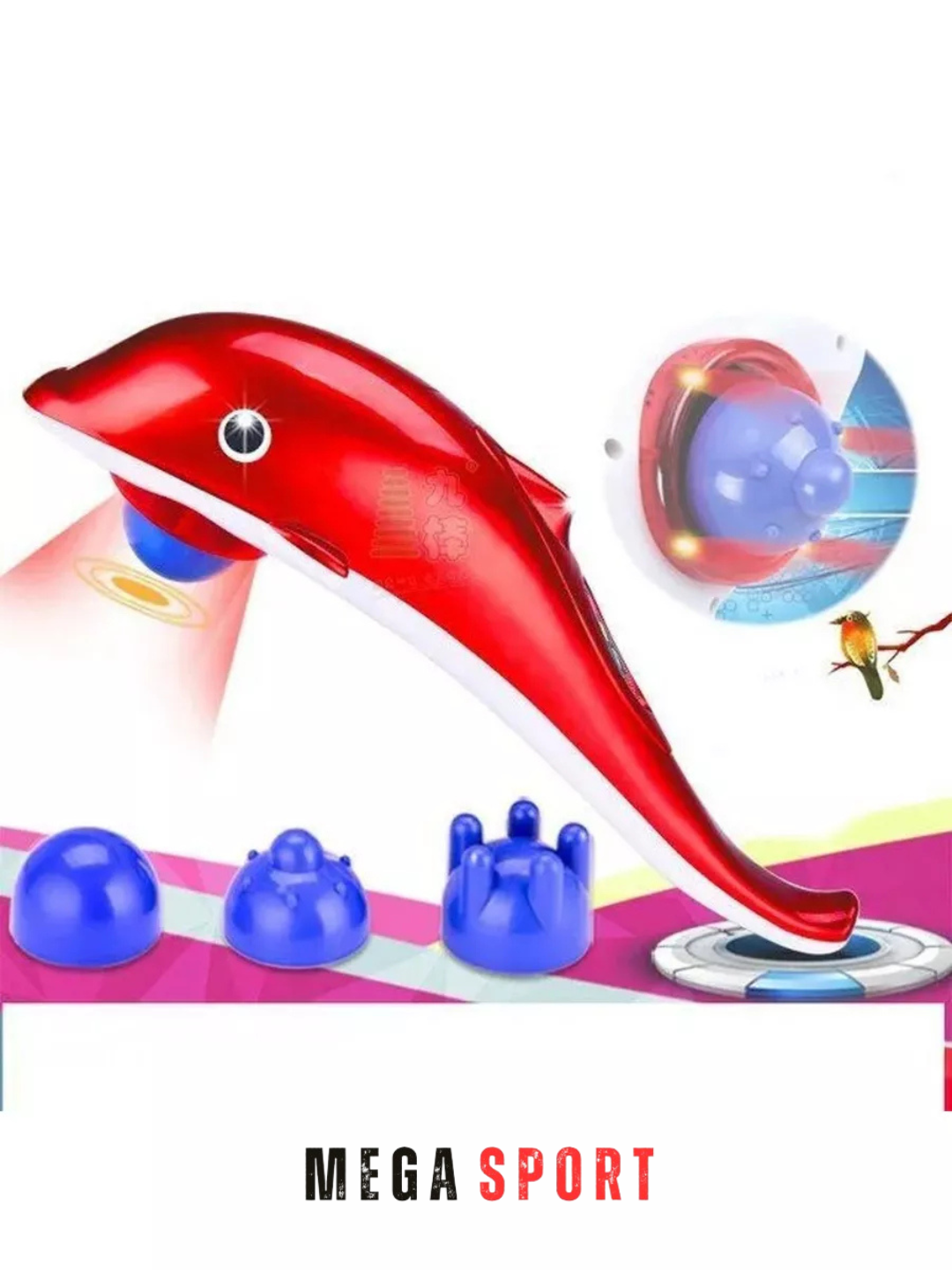 Массажёр в форме дельфина, электрический, 3 насадки — фото 1