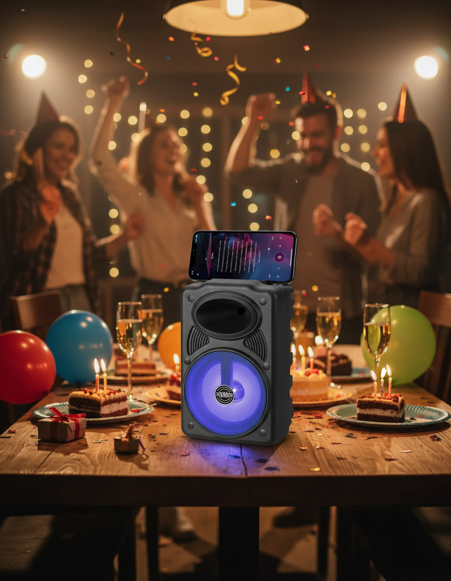 SOONBOX S1 Bluetooth колонка — портативная акустика с TWS, микрофоном и ярким стереозвуком для караоке