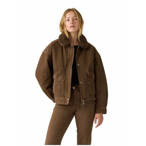 фото Бомбер levi's women sherpa bomber jacket, размер m, коричневый