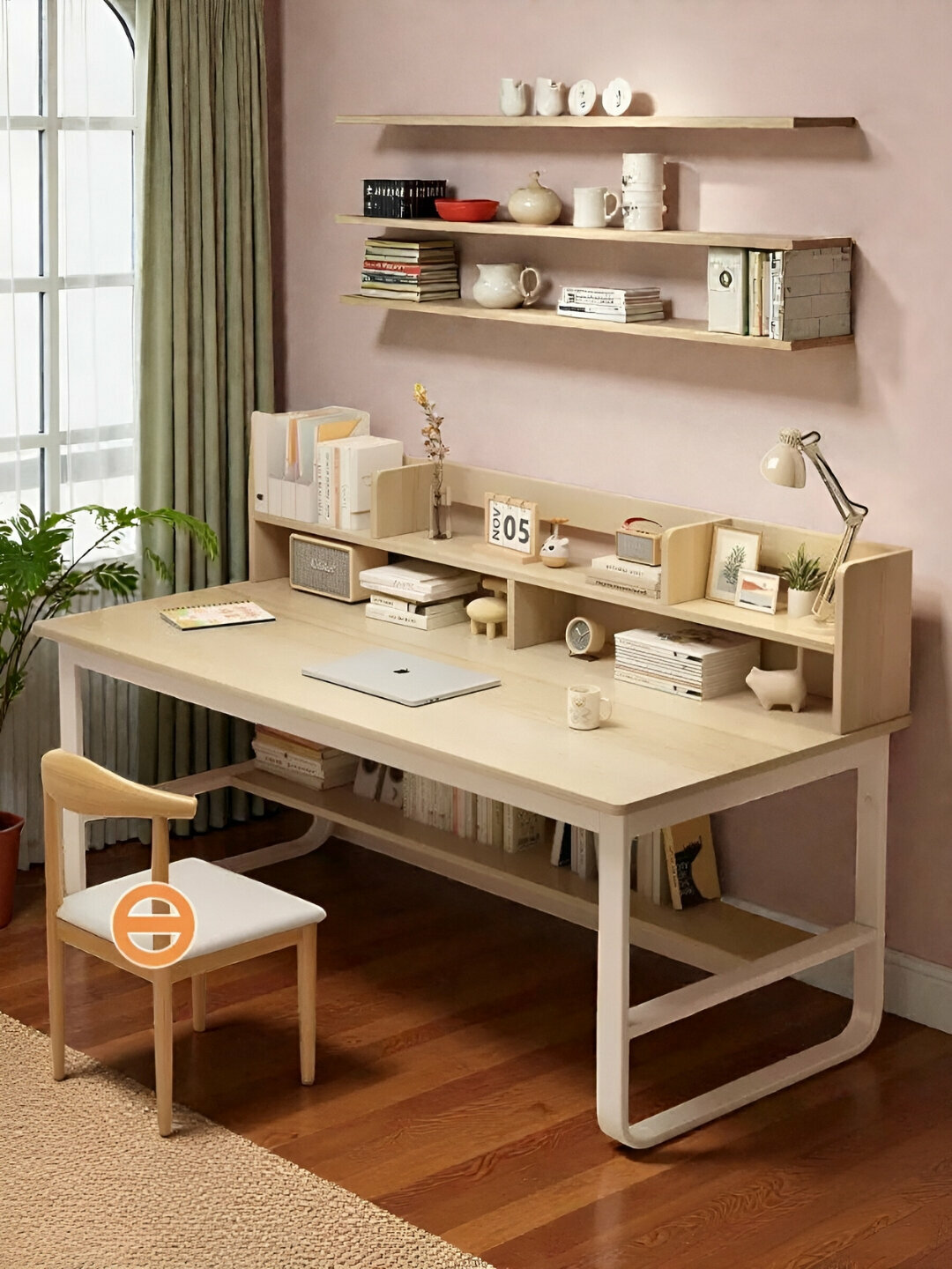 Письменный стол с полкой, для офиса, школы, компьютера , лофт — фото 1