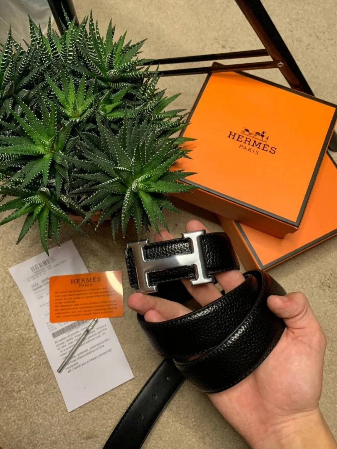 Ремень Hermes для взрослых и детей, размер 115, черный — фото 1