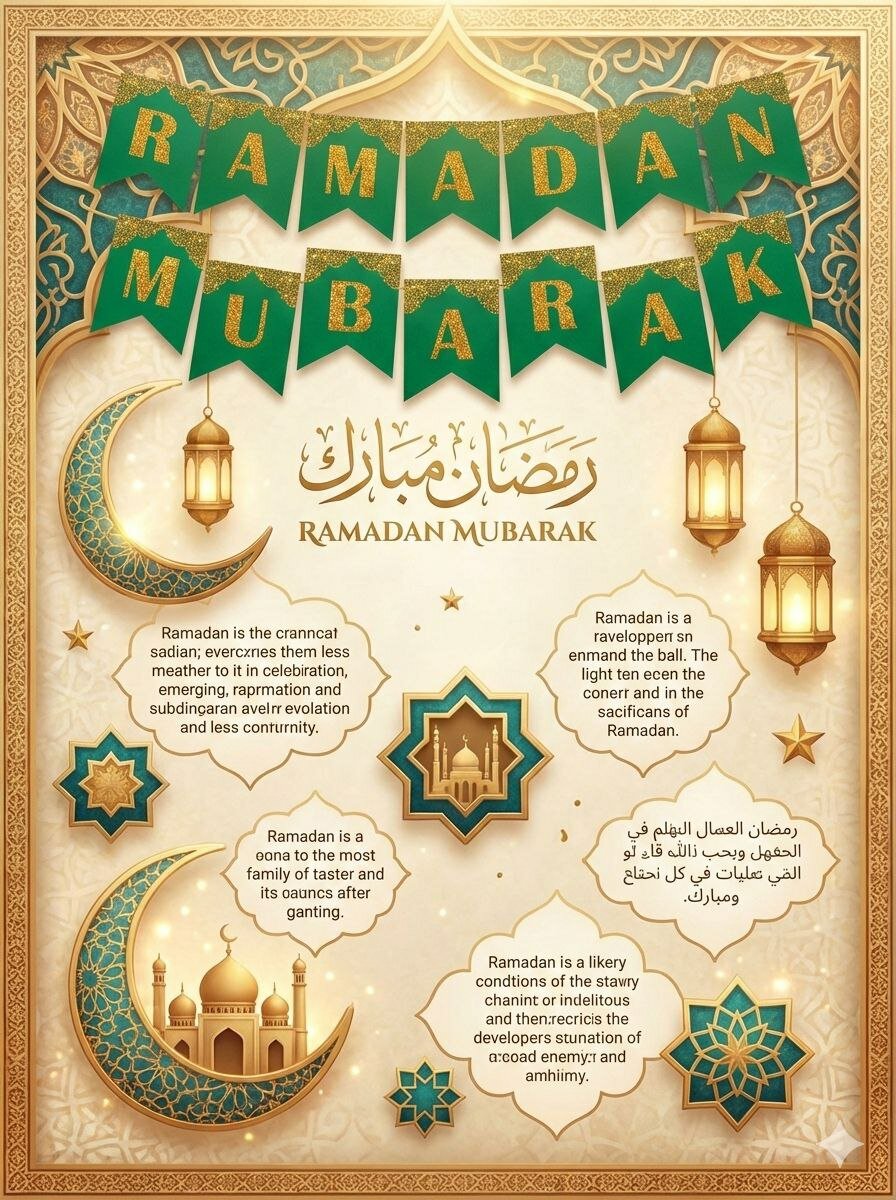 Рамаданский баннер со словами "Рамадан Мубарак" — фото 1